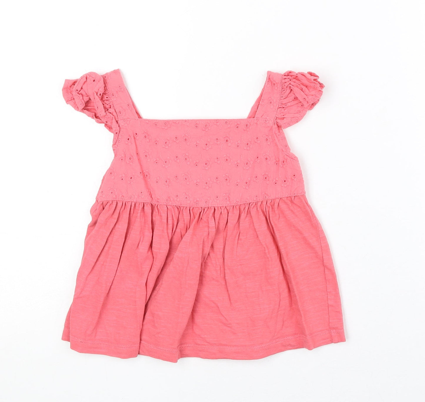 George Girls Pink Cotton Basic Blouse Size 3-4 Years Square Neck Button