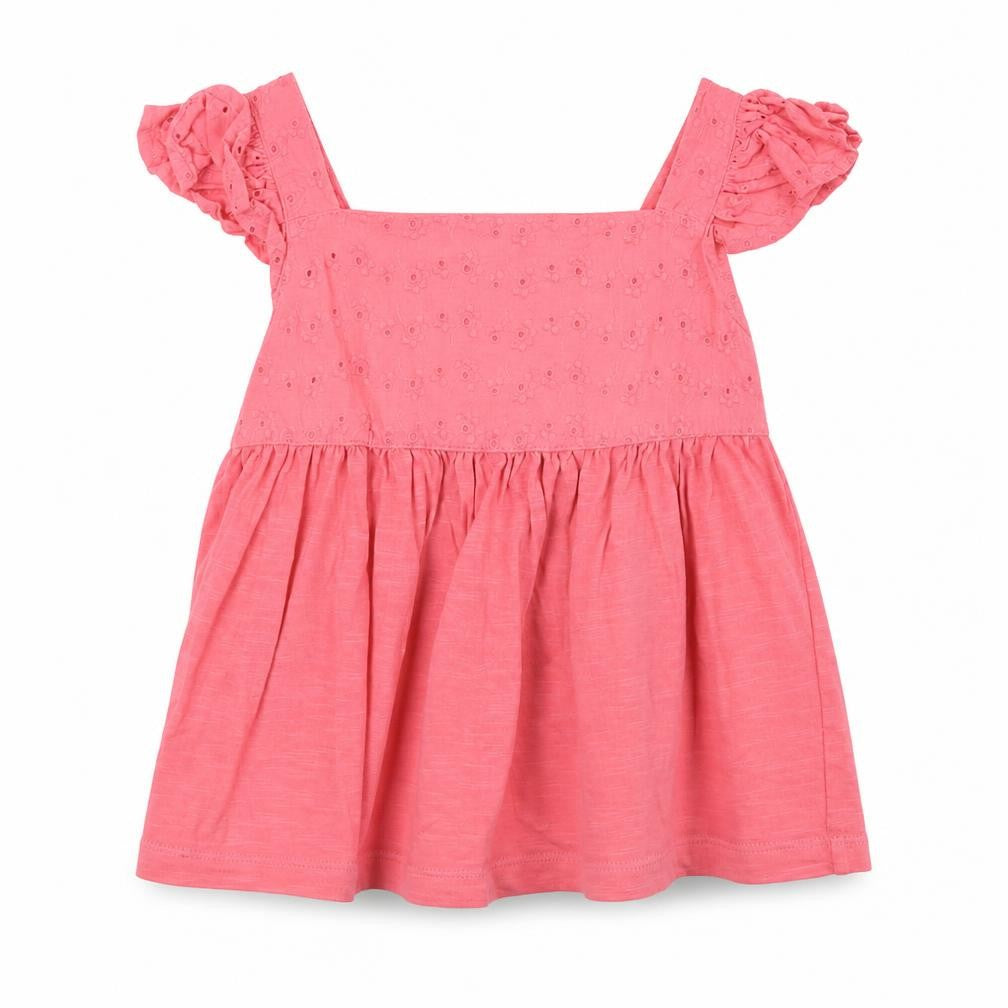George Girls Pink Cotton Basic Blouse Size 3-4 Years Square Neck Button