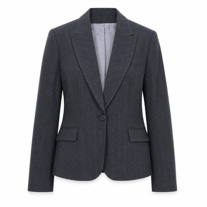 AMARANTO Womens Blue Striped Polyester Jacket Blazer Size 14