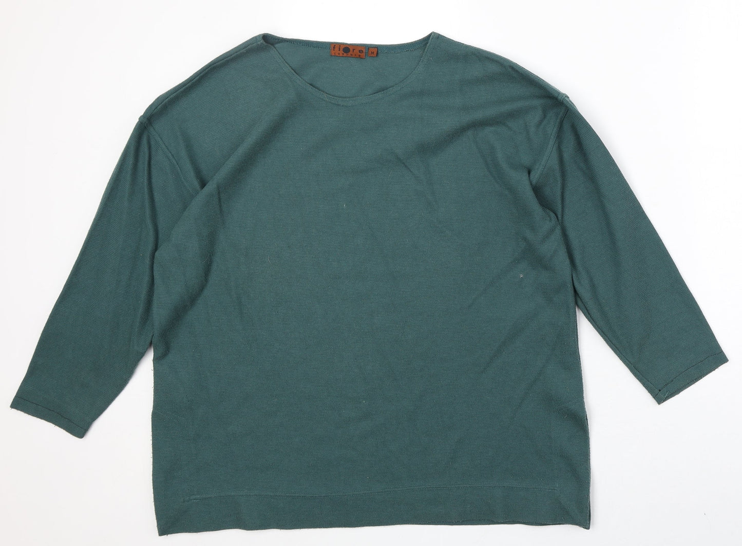 Fiore Womens Green Round Neck Polyester Pullover Jumper Size M