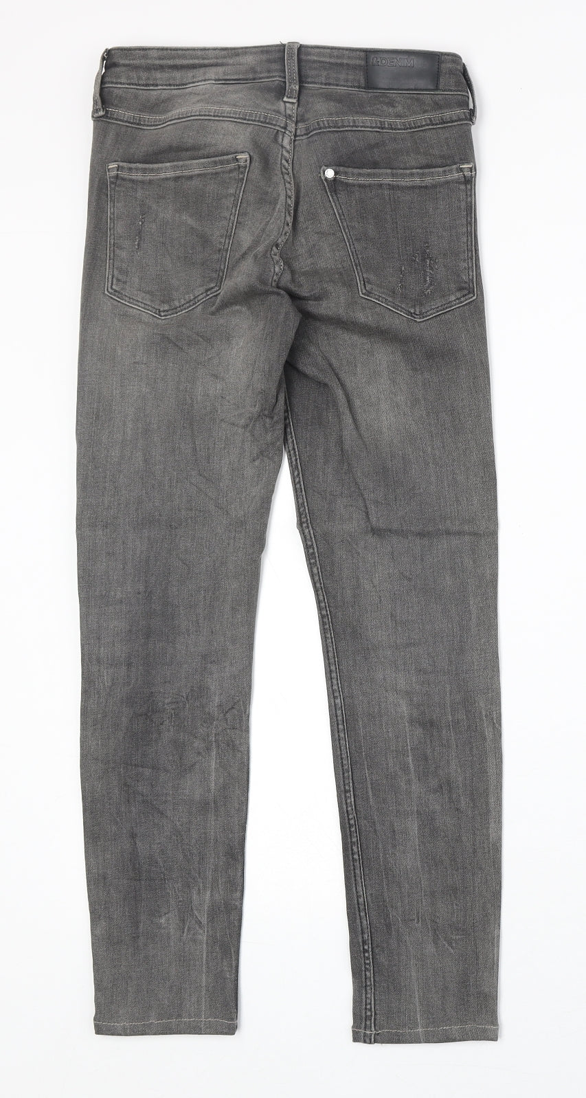H&M Womens Grey Cotton Straight Jeans Size 23 in Extra-Slim Zip