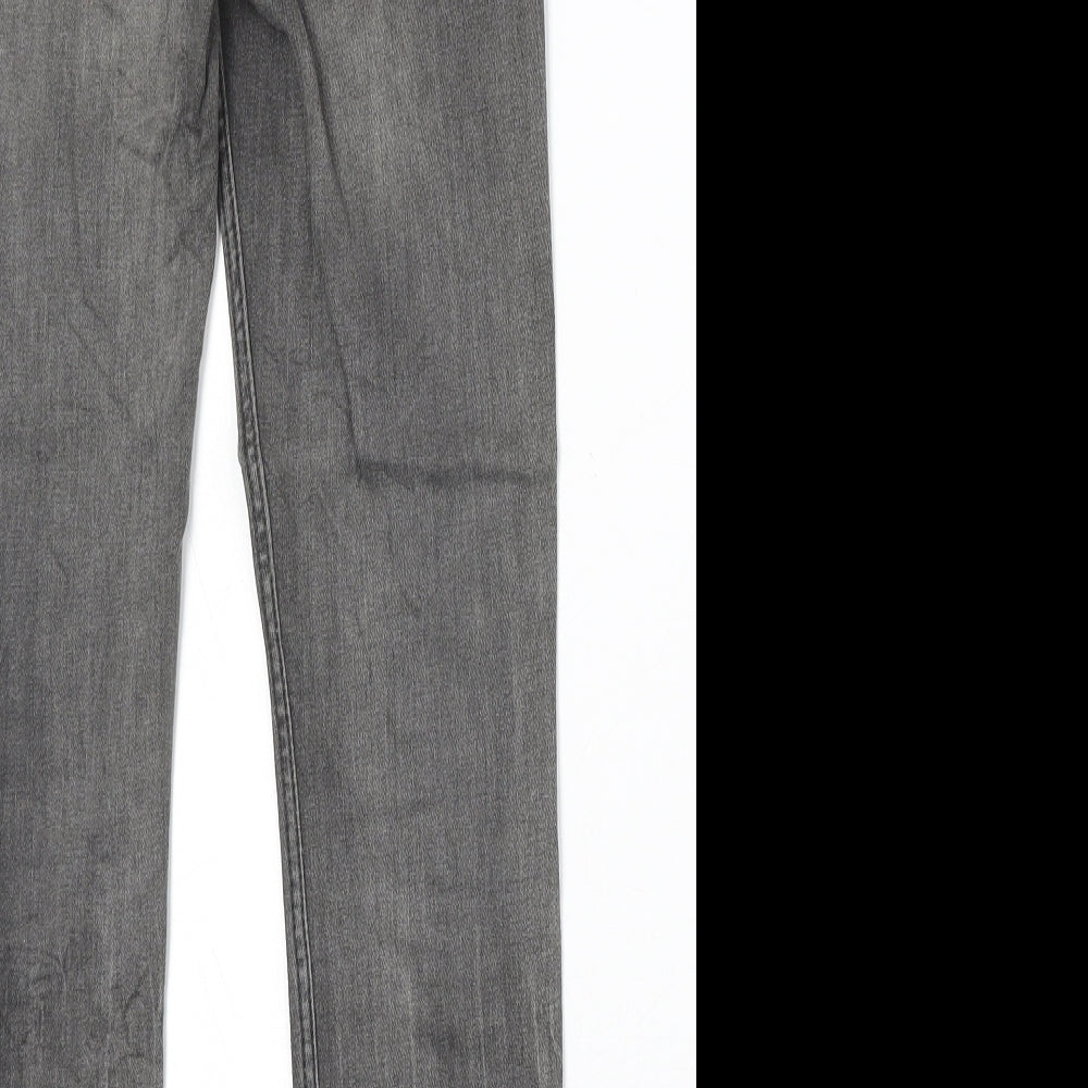 H&M Womens Grey Cotton Straight Jeans Size 23 in Extra-Slim Zip