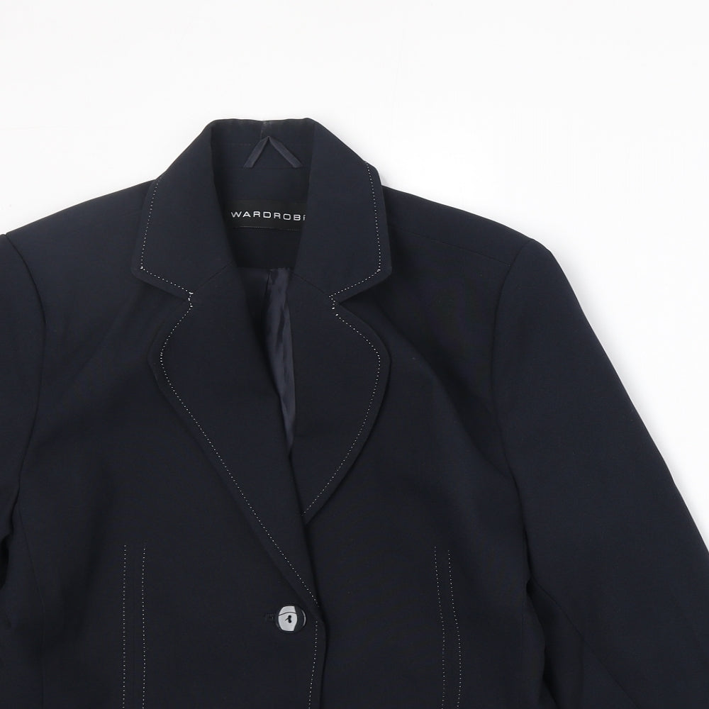 Wardrobe Womens Blue Polyester Jacket Blazer Size 12