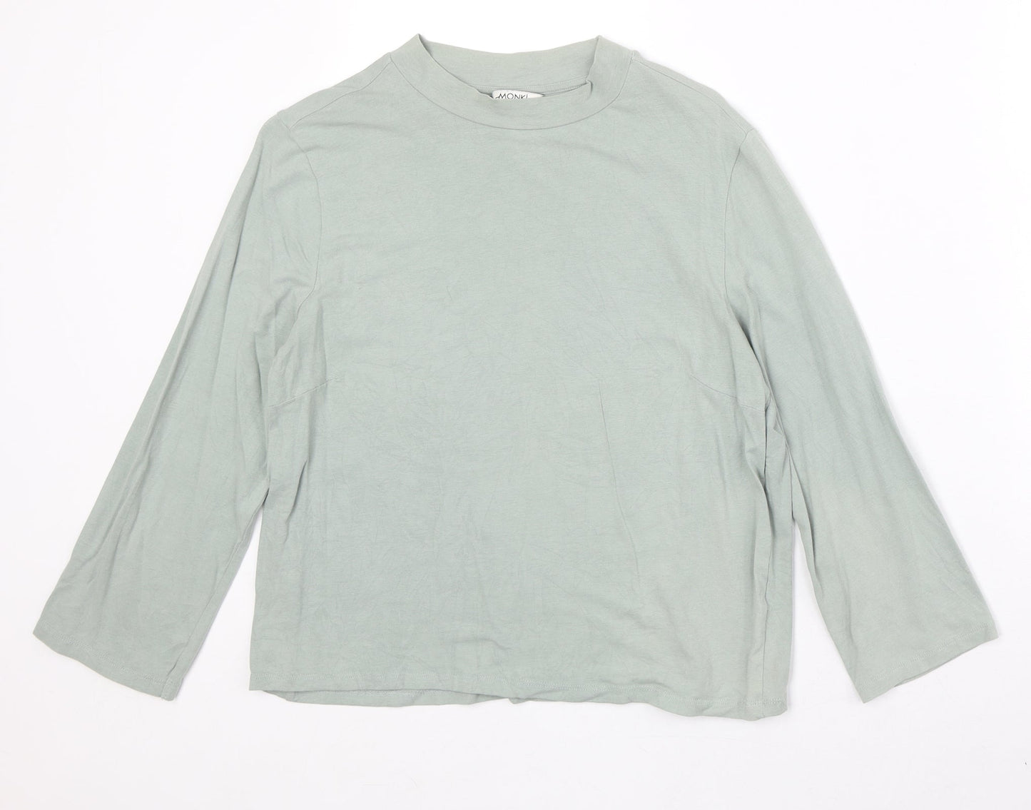 Monki Womens Green Polyester Basic T-Shirt Size M Round Neck