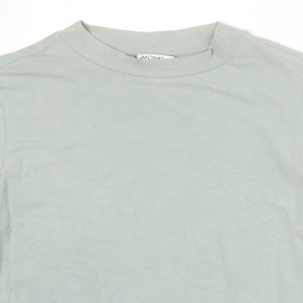Monki Womens Green Polyester Basic T-Shirt Size M Round Neck