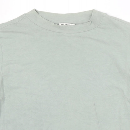 Monki Womens Green Polyester Basic T-Shirt Size M Round Neck