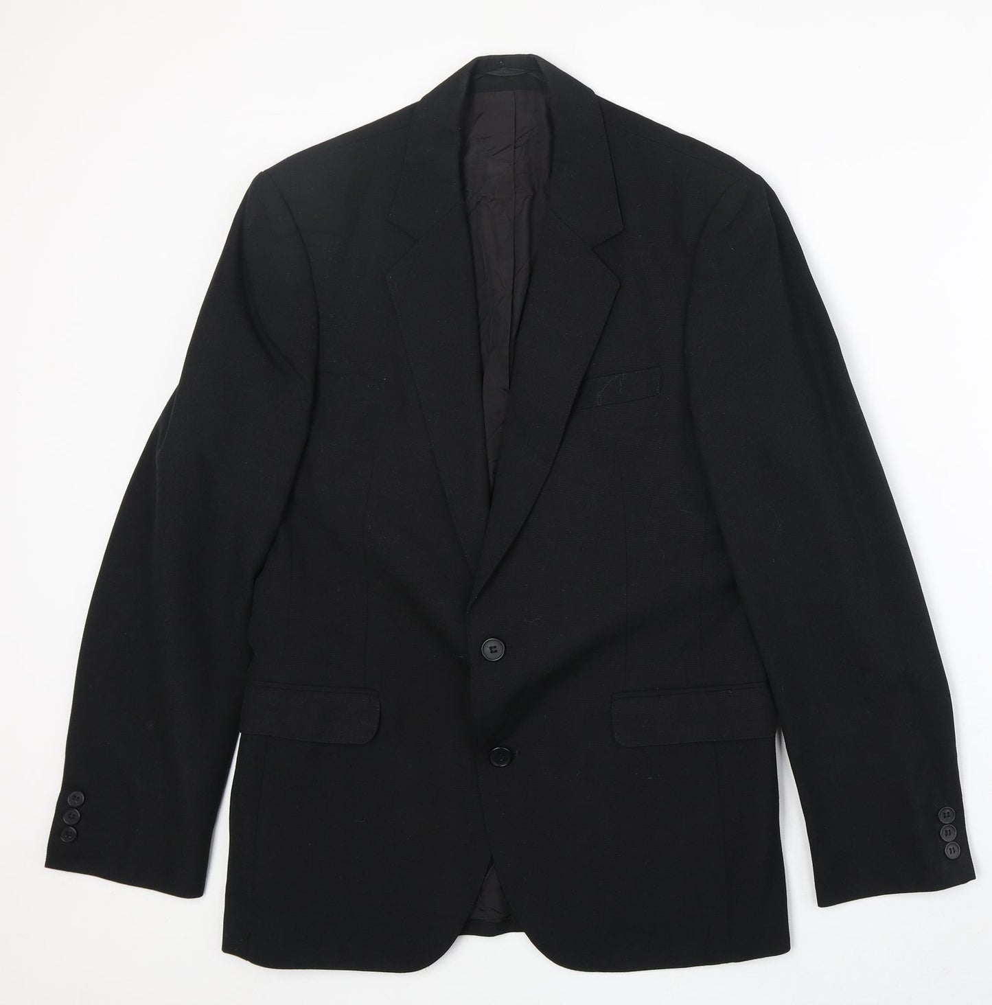 Falconry Mens Black Polyester Jacket Suit Jacket Size 38 Regular