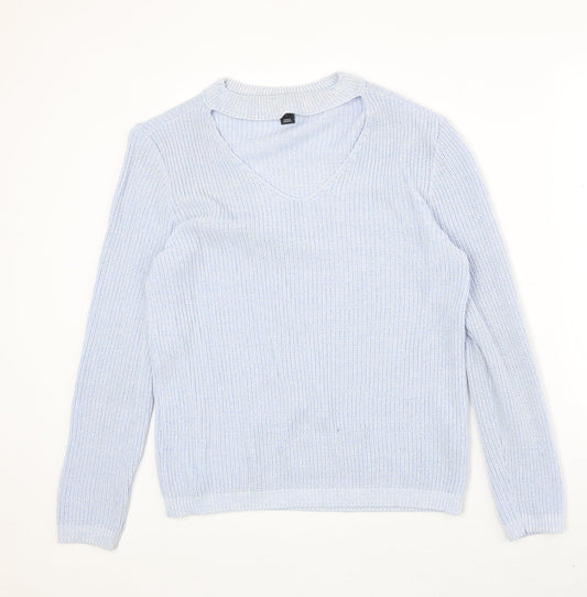Atmosphere Womens Blue V-Neck Acrylic Pullover Jumper Size L