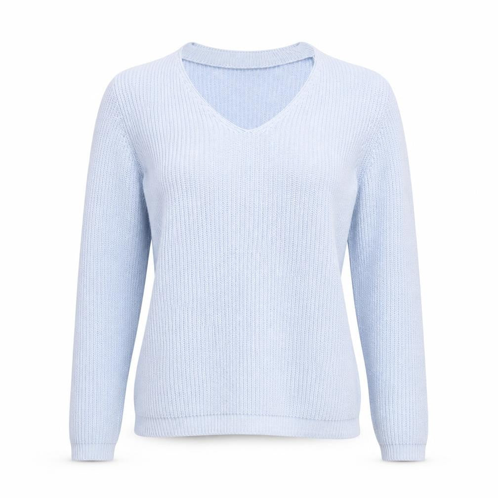 Atmosphere Womens Blue V-Neck Acrylic Pullover Jumper Size L