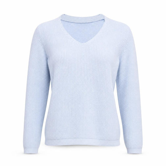Atmosphere Womens Blue V-Neck Acrylic Pullover Jumper Size L