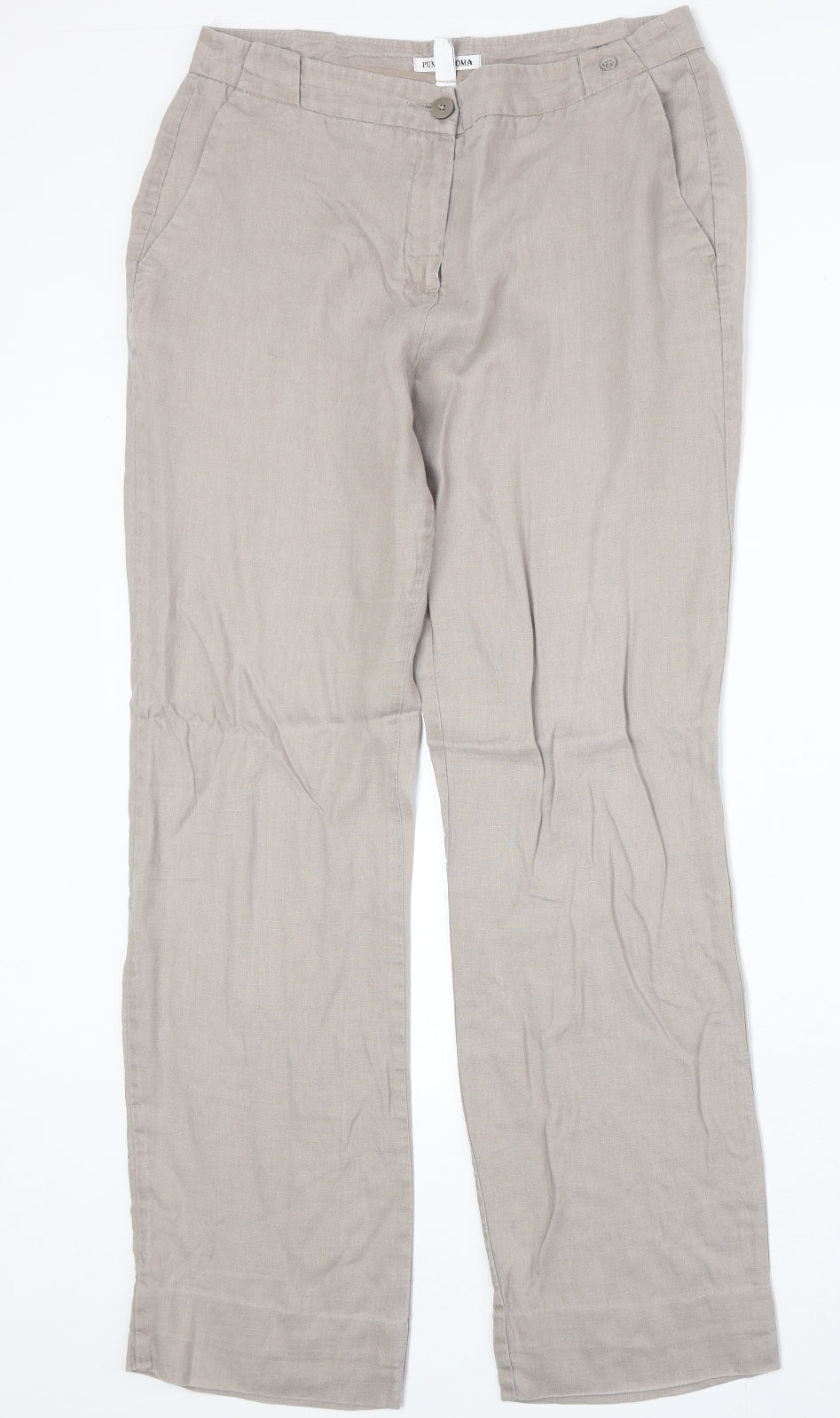 Punt Roma Womens Beige Polyester Trousers Size 12 Regular Zip