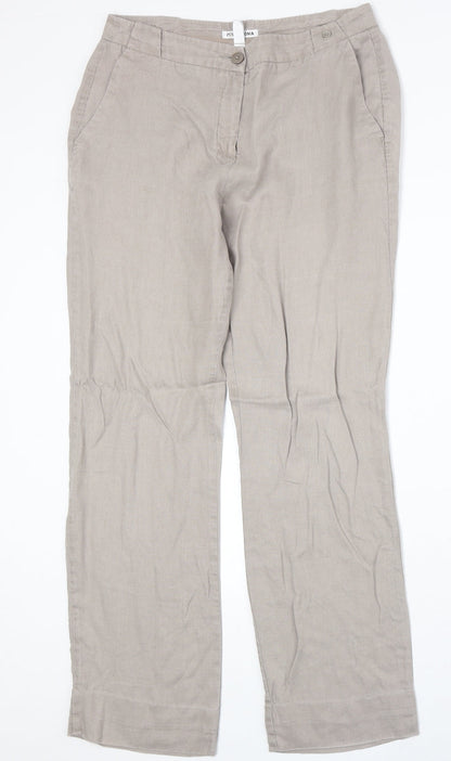 Punt Roma Womens Beige Polyester Trousers Size 12 Regular Zip