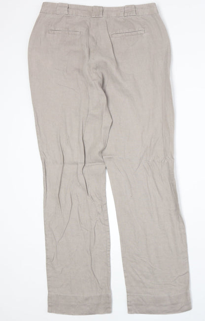 Punt Roma Womens Beige Polyester Trousers Size 12 Regular Zip