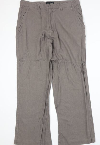 Avenue Womens Beige Linen Trousers Size 36 in Regular Zip