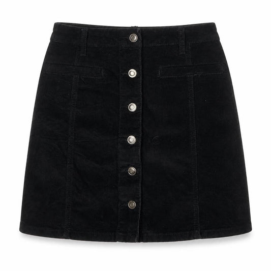 Select Womens Black Cotton A-Line Skirt Size 6 Button