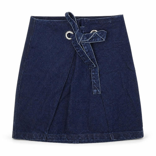 Topshop Womens Blue Cotton A-Line Skirt Size 8 Zip