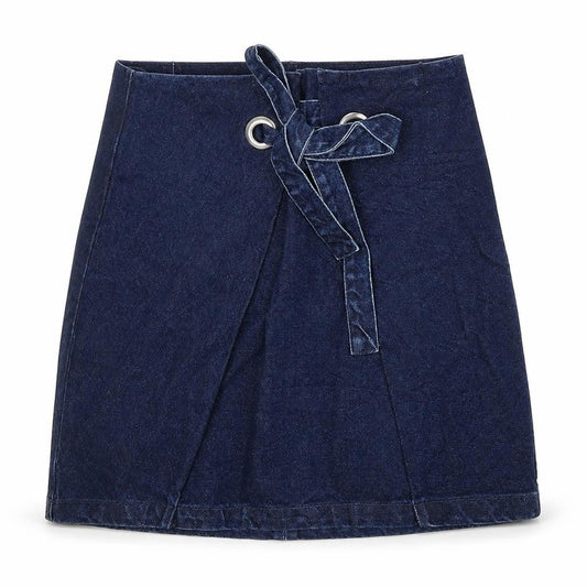 Topshop Womens Blue Cotton A-Line Skirt Size 8 Zip