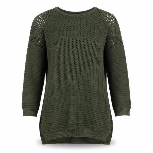 Select Womens Green Boat Neck Geometric Cotton Pullover Jumper Size 6