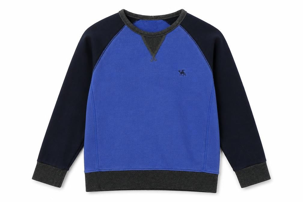 Mobacco Boys Blue Geometric 100% Cotton Pullover Sweatshirt Size 8-9 Years Pullover