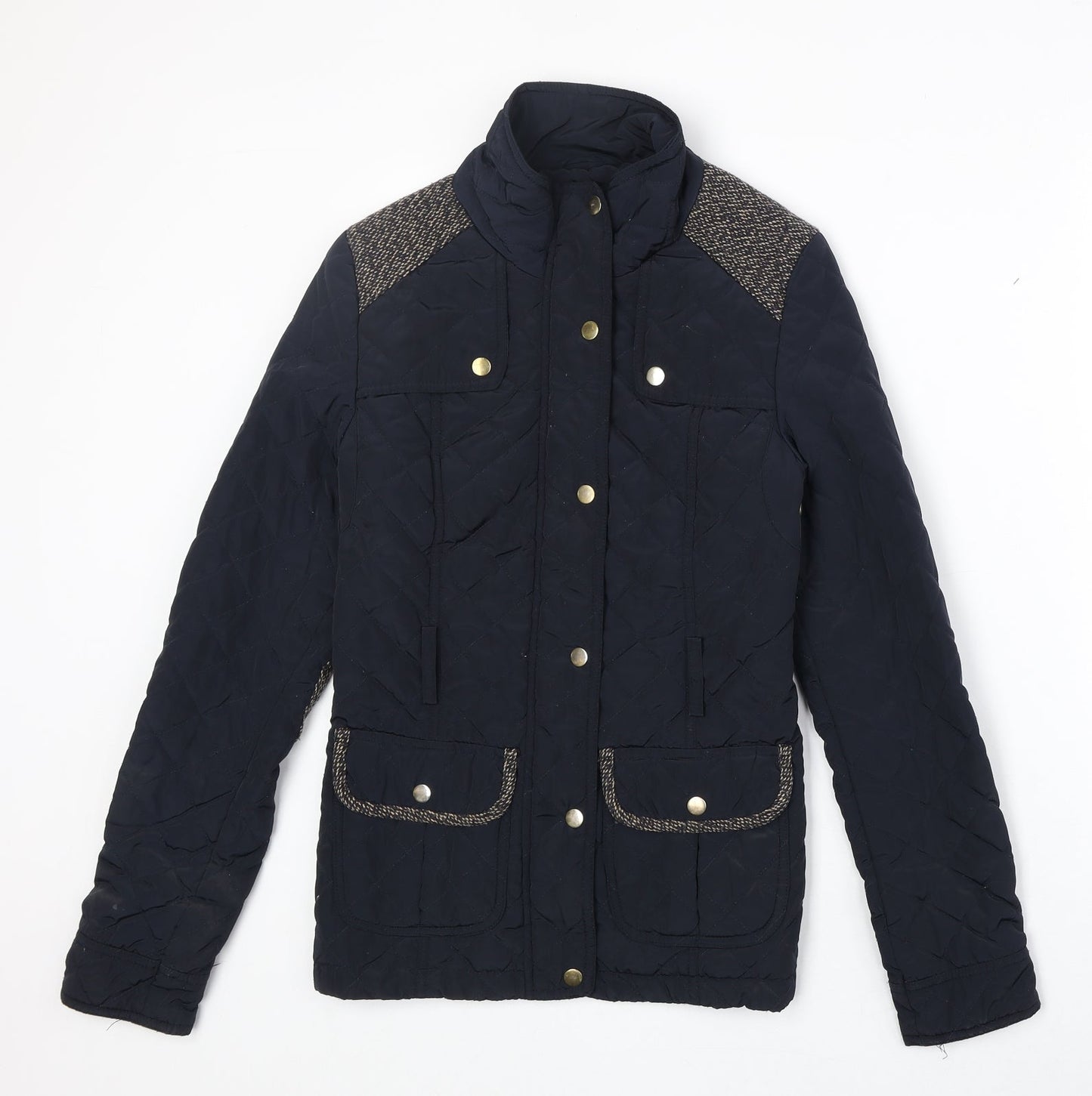 Atmosphere Womens Blue Quilted Jacket Size 6 Snap