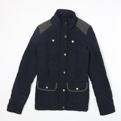 Atmosphere Womens Blue Quilted Jacket Size 6 Snap