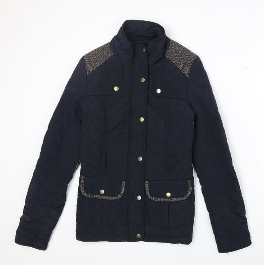 Atmosphere Womens Blue Quilted Jacket Size 6 Snap