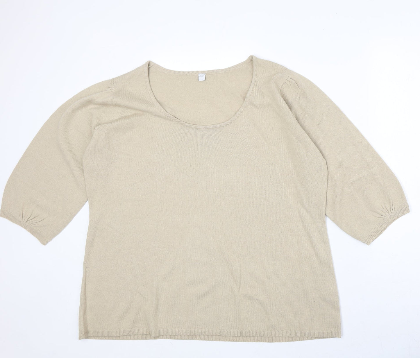 Note Womens Beige Scoop Neck Acrylic Pullover Jumper Size 20