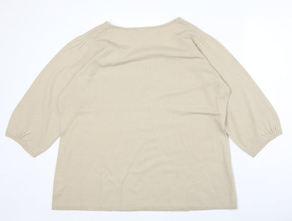 Note Womens Beige Scoop Neck Acrylic Pullover Jumper Size 20
