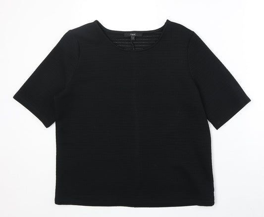 NEXT Womens Black Polyester Basic T-Shirt Size 14 Round Neck