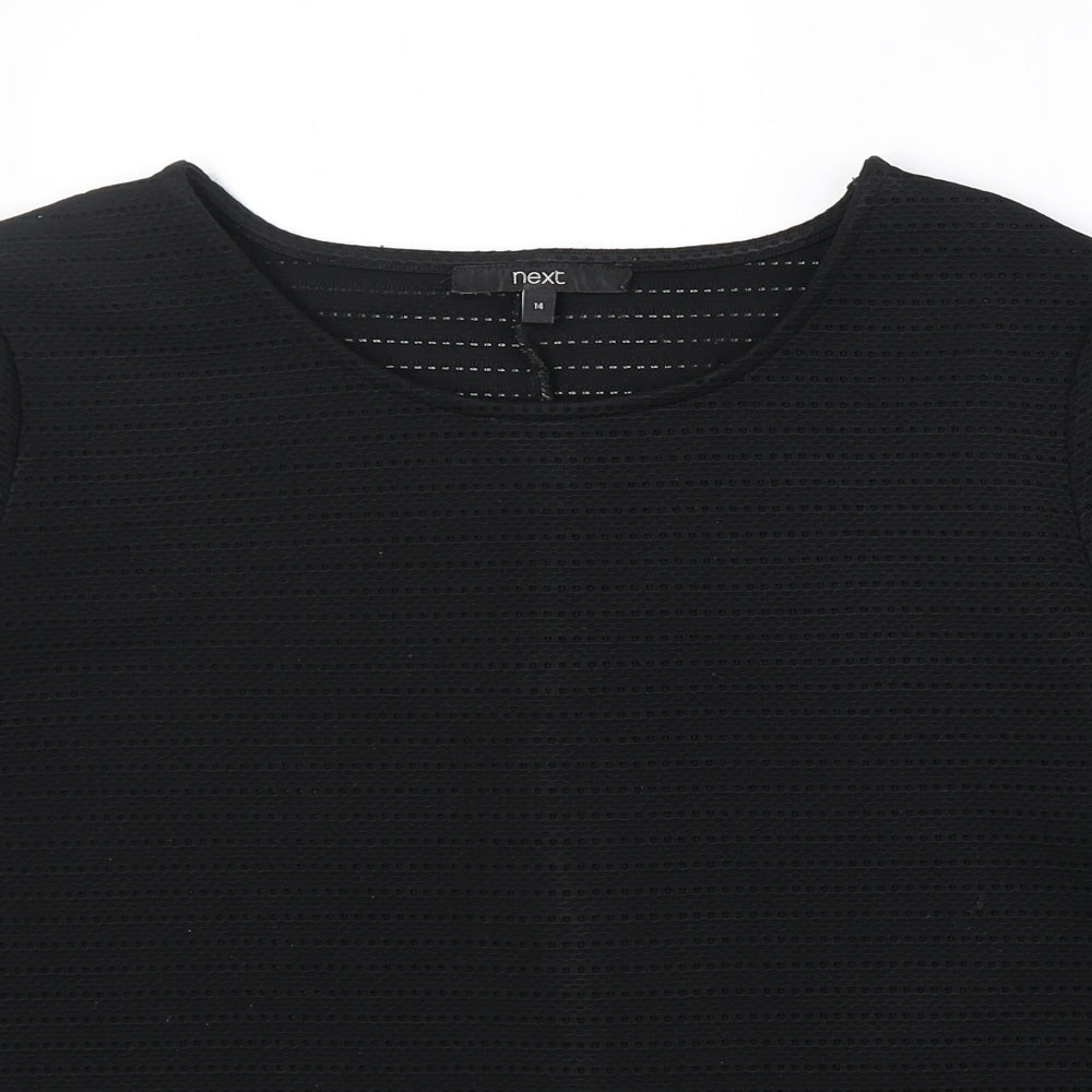 NEXT Womens Black Polyester Basic T-Shirt Size 14 Round Neck
