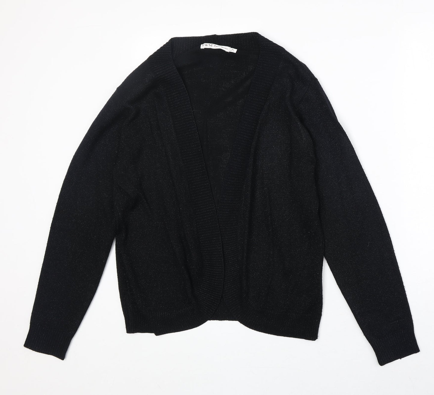 EWM Womens Black V-Neck Acetate Cardigan Jumper Size M