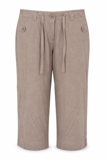 //Text Womens Brown Linen Cropped Trousers Size 36 in Regular Zip