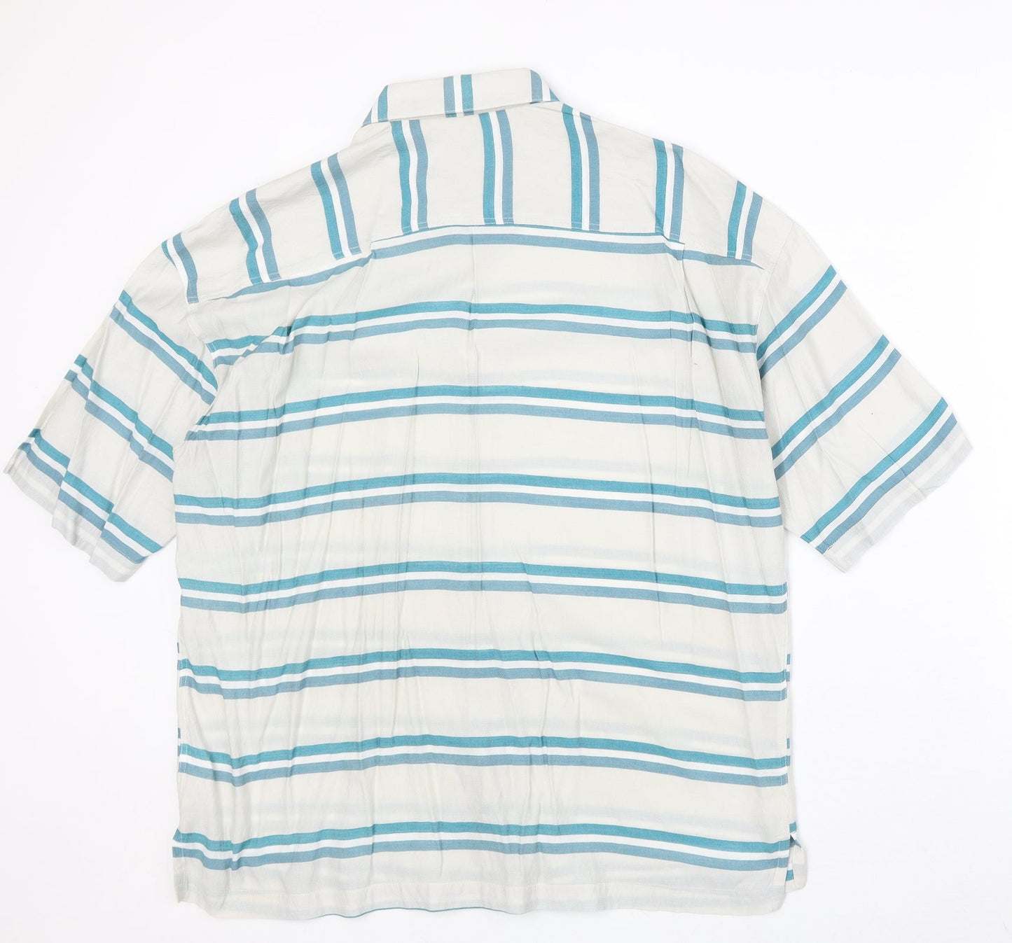 Menace Mens Blue Striped Polyester Button-Up Size M Collared Button