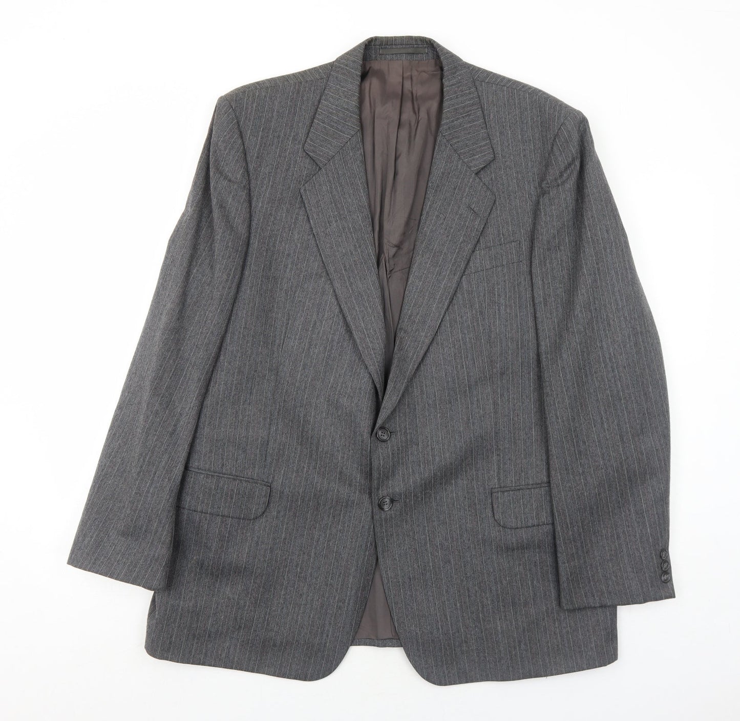 Marks and Spencer Mens Grey Striped Wool Jacket Suit Jacket Size 44 Regular