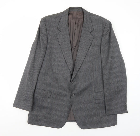 Marks and Spencer Mens Grey Striped Wool Jacket Suit Jacket Size 44 Regular