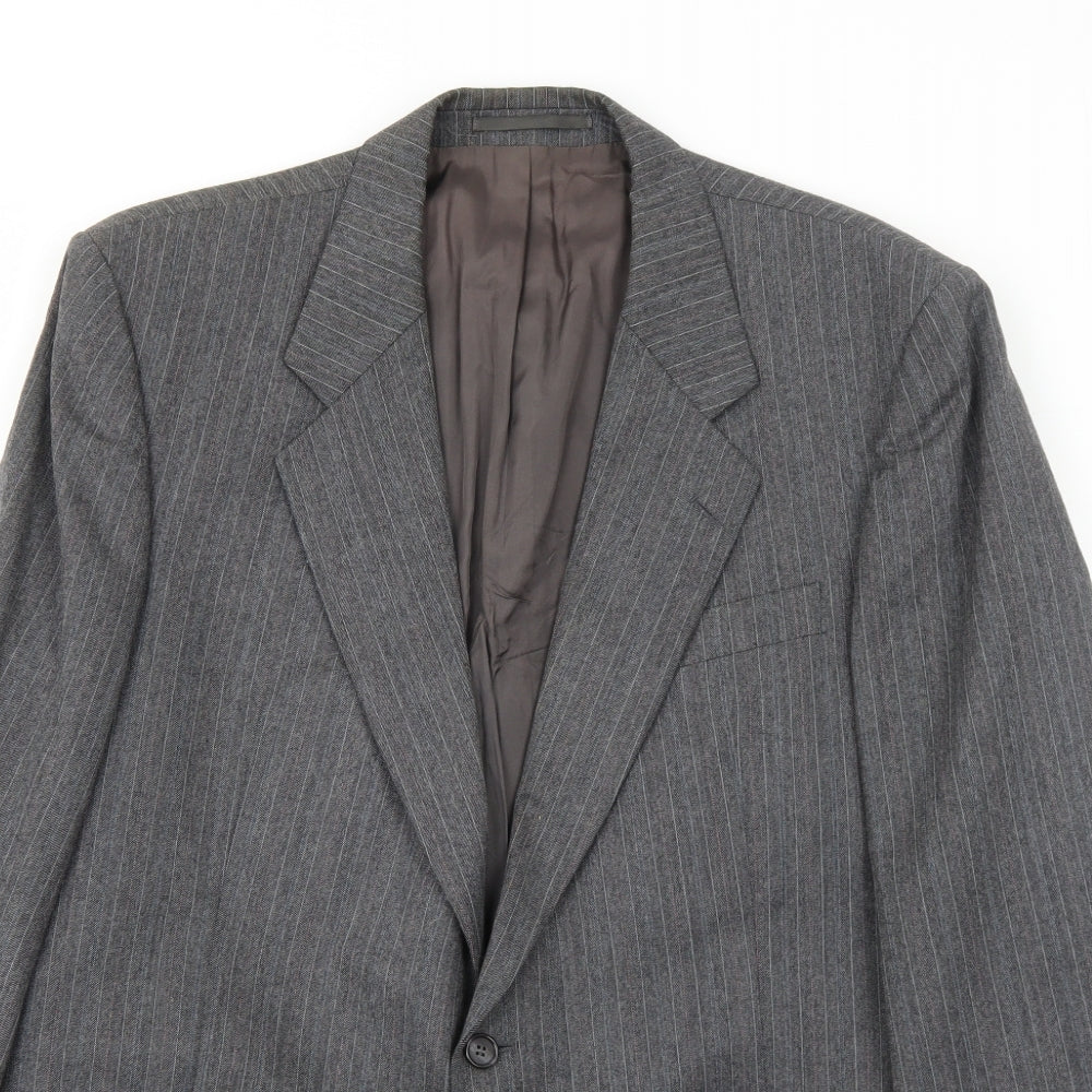 Marks and Spencer Mens Grey Striped Wool Jacket Suit Jacket Size 44 Regular