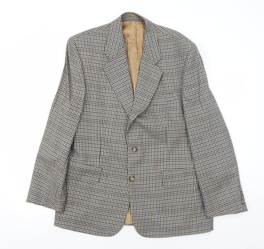 Burton Mens Multicoloured Geometric Wool Jacket Blazer Size 40 Regular