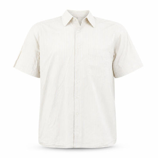Kastor Mens White Striped Cotton Button-Up Size 42 Collared Button