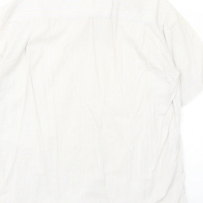 Kastor Mens White Striped Cotton Button-Up Size 42 Collared Button