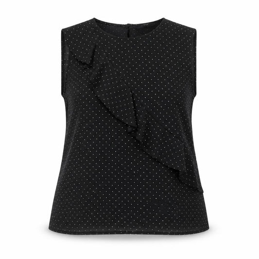 F&F Womens Black Polka Dot Polyester Basic Blouse Size 10 Round Neck