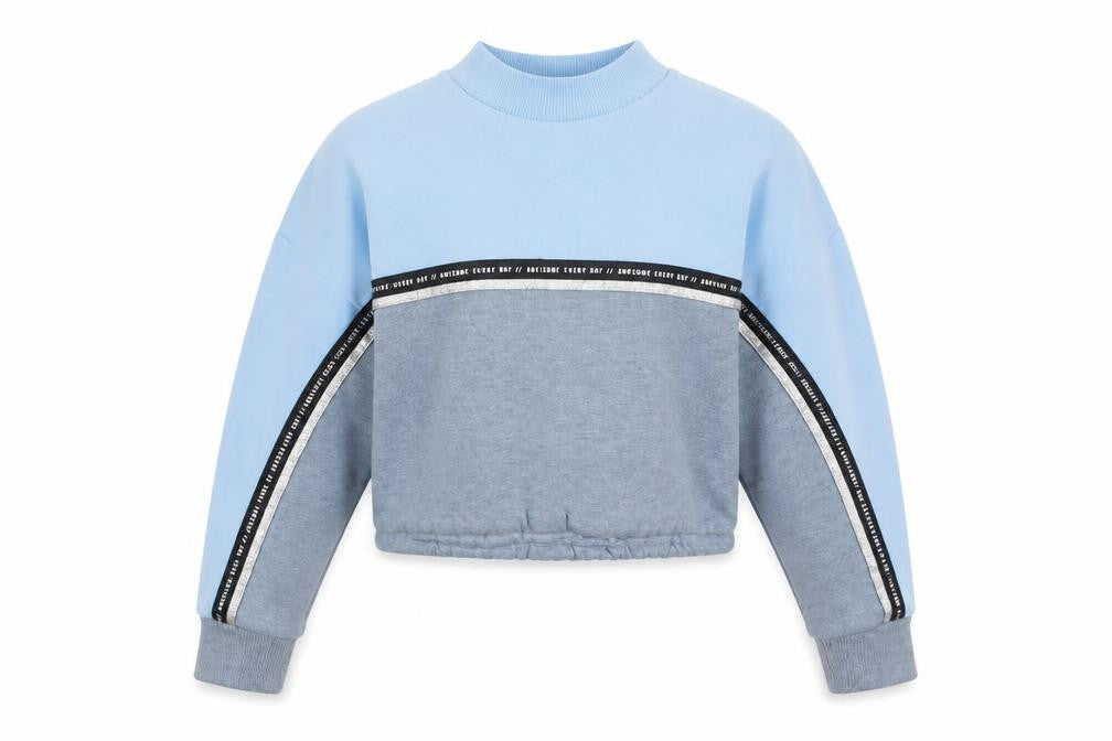 NEXT Girls Blue Colourblock Cotton Pullover Sweatshirt Size 11 Years Pullover