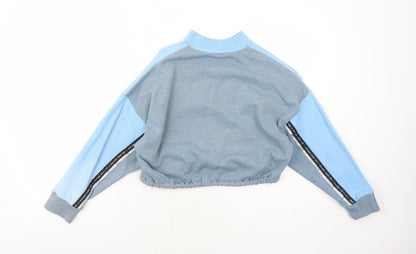 Next Girls Blue Colourblock Cotton Pullover Sweatshirt Size 11 Years Pullover