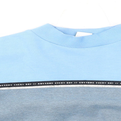Next Girls Blue Colourblock Cotton Pullover Sweatshirt Size 11 Years Pullover