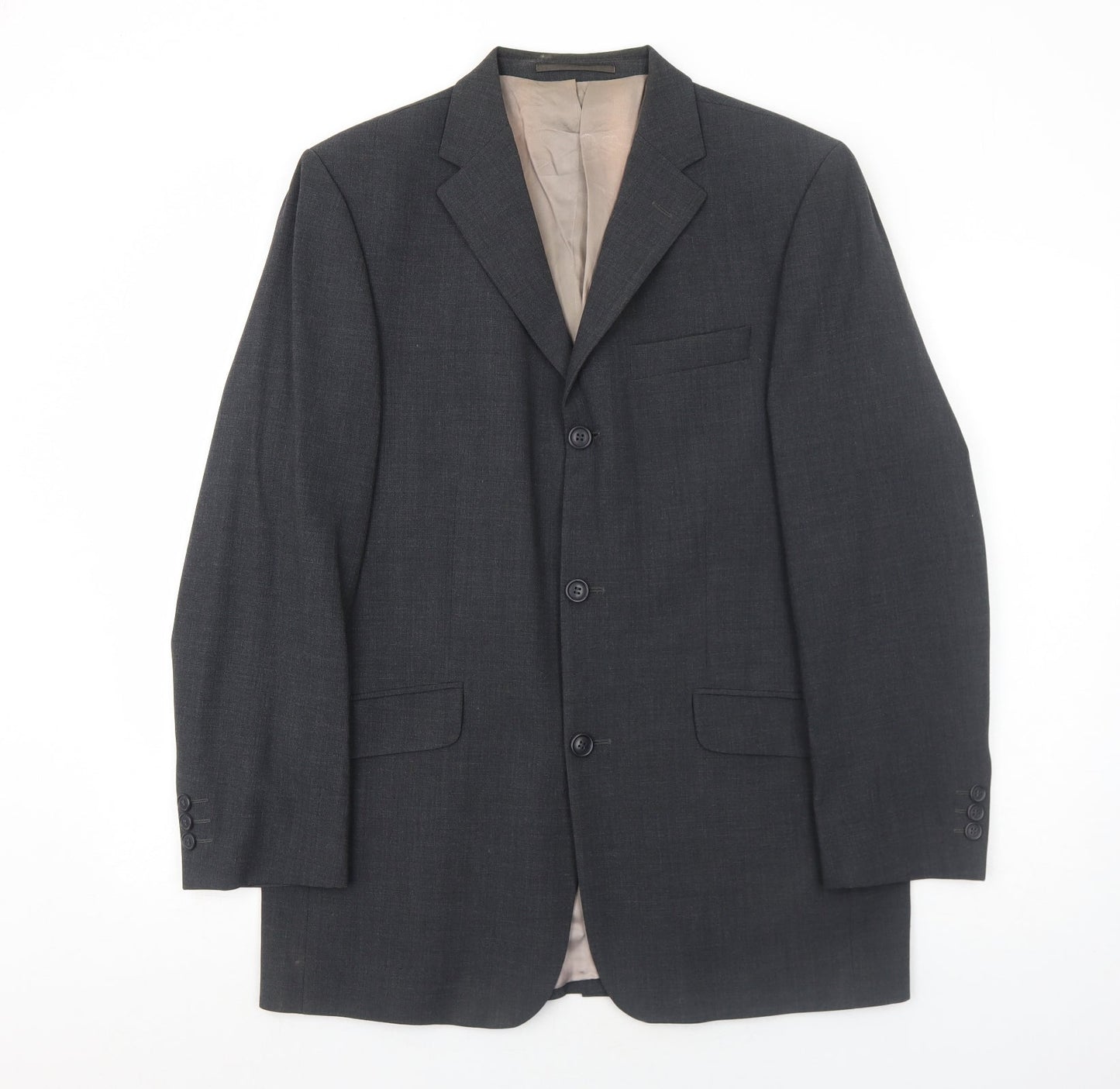 Milan Mens Grey Polyester Jacket Suit Jacket Size 40 Regular