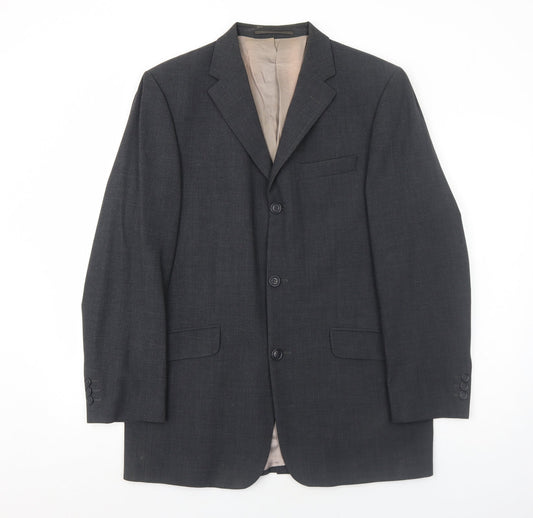Milan Mens Grey Polyester Jacket Suit Jacket Size 40 Regular