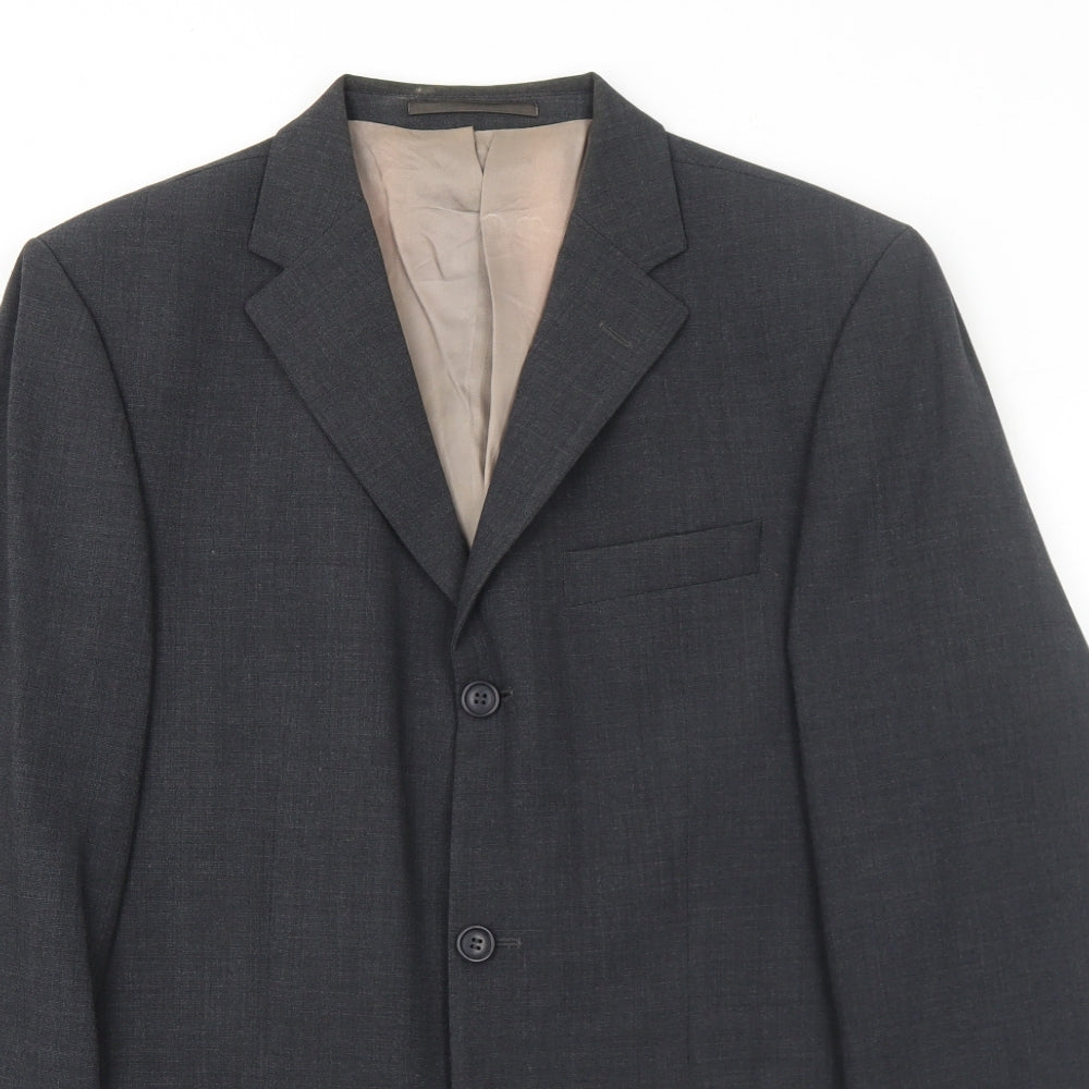 Milan Mens Grey Polyester Jacket Suit Jacket Size 40 Regular
