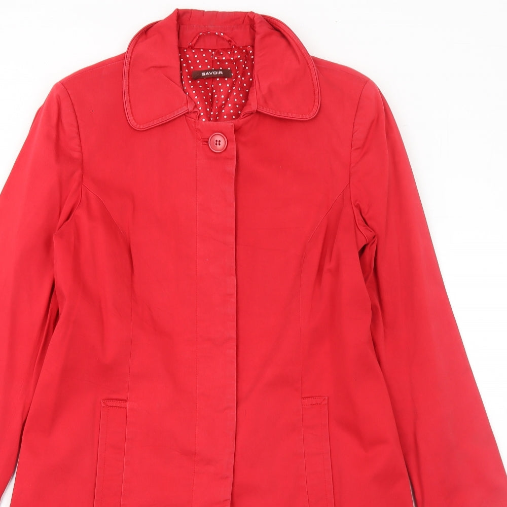 Savoir Womens Red Overcoat Coat Size 12 Button