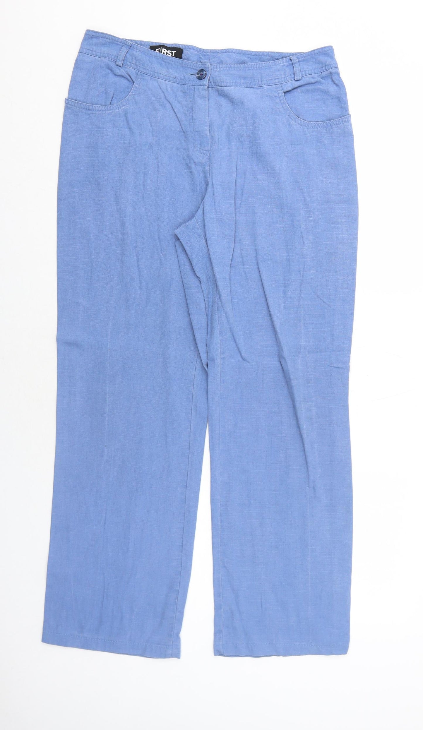 First Avenue Womens Blue Lyocell Trousers Size 16 Regular Zip