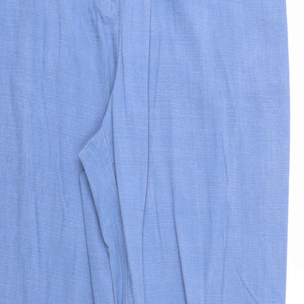 First Avenue Womens Blue Lyocell Trousers Size 16 Regular Zip