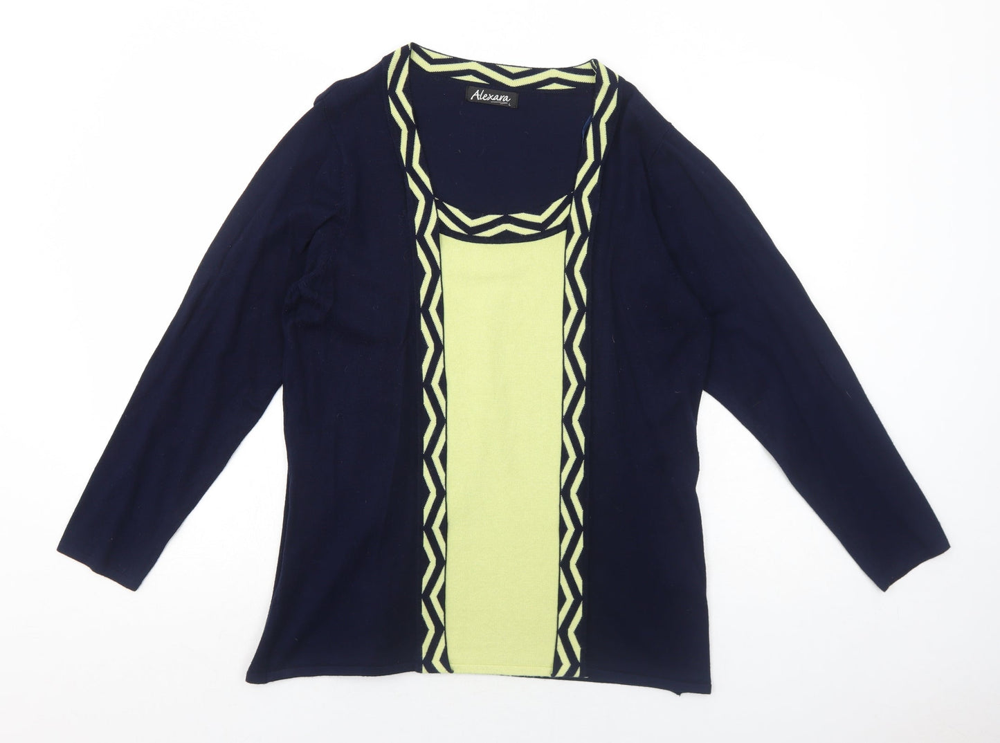 Alexara Womens Blue Scoop Neck Viscose Pullover Jumper Size L
